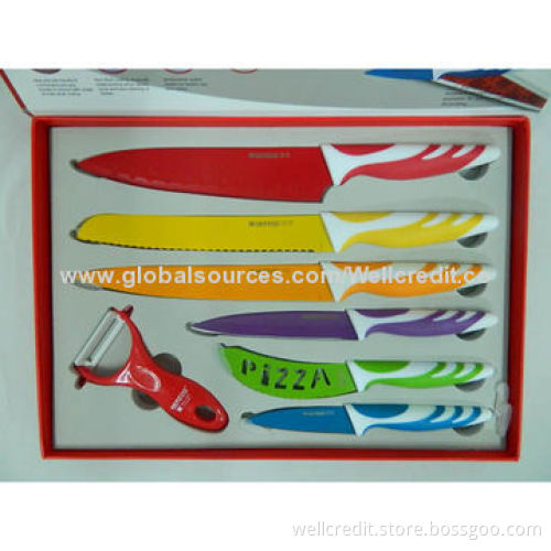 Good-quality 7pcs/Set Color Non-stick Knife Set with Magnet Box
